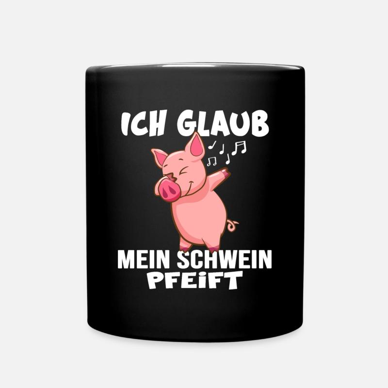 landleben schweinezucht dorfkind schwein pfeift - Tasse einfarbig - Schwarz