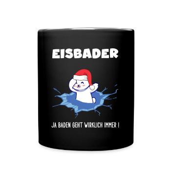 eisbaden winterbader cool eisbär kälteresistent - Tasse einfarbig - Schwarz - Vorne
