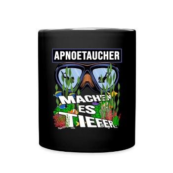 apnoetaucher oxygen apnoe tauchen schnorcheln - Tasse einfarbig - Schwarz - Vorne