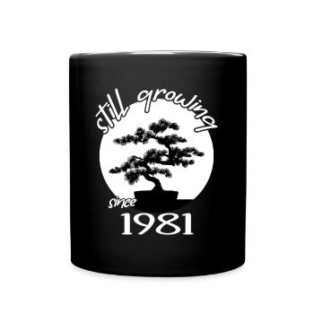 1981 Anniversaire Bonsaï arbre « Toujours en croissance » Nebari - Mug uni - noir - Devant