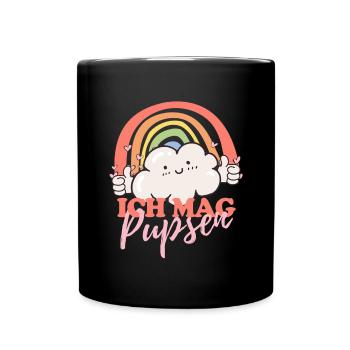 Ich mag pupsen Wolke süß bunt Regenbogen lustig - Tasse einfarbig - Schwarz - Vorne