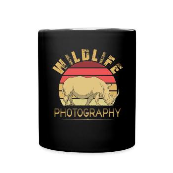 Wildlife Photography Rhino Photographer Retro Retro - Full Colour Mug - black - Front