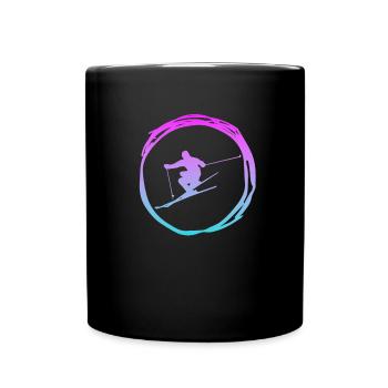 Ski, skiing, ski fahren - Tasse einfarbig - Schwarz - Vorne