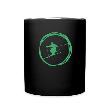 Ski, skiing, ski fahren - Tasse einfarbig - Schwarz - Vorne
