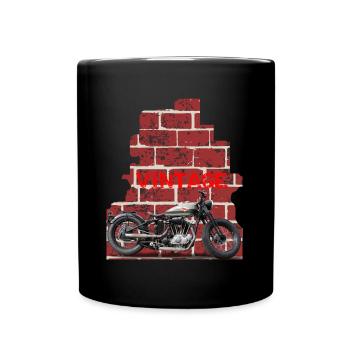 T-Shirt Moto Vintage. - Mug uni - noir - Devant
