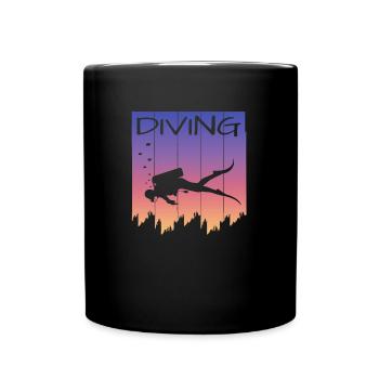 Tauchen Diving - Tasse einfarbig - Schwarz - Vorne