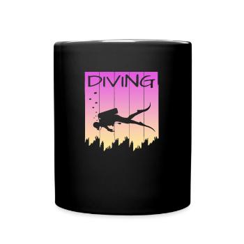 Tauchen, Diving, Tauchlehrer, Taucher, Scuba Diver - Tasse einfarbig - Schwarz - Vorne