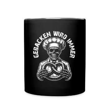 Zombie als Bäcker - gebacken wird immer - Tasse einfarbig - Schwarz - Vorne