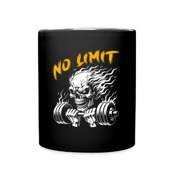 No Limit hartes Workout Skull mit Hantel - Tasse einfarbig - Schwarz - Vorne