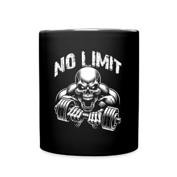 No Limit hartes Workout Skull mit Hantel - Tasse einfarbig - Schwarz - Vorne