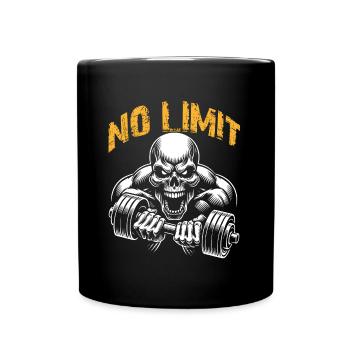 No Limit hartes Workout Skull mit Hantel - Tasse einfarbig - Schwarz - Vorne