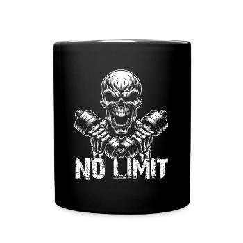 No Limit Workout Bodybuilding Skull with Dumbbell - Full Colour Mug - black - Front