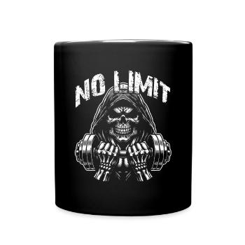 No Limit Workout Bodybuilding Skull with Dumbbell - Full Colour Mug - black - Front