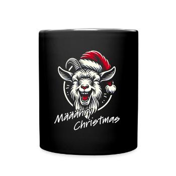 Drôle de chèvre de Noël avec chapeau de Père Noël - Mug uni - noir - Devant