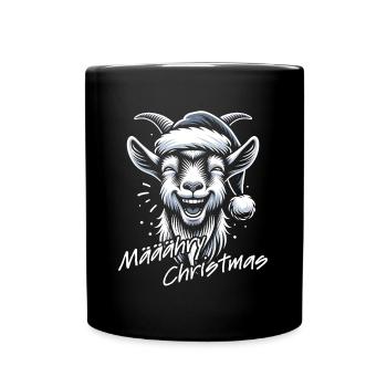 Drôle de chèvre de Noël avec chapeau de Père Noël - Mug uni - noir - Devant