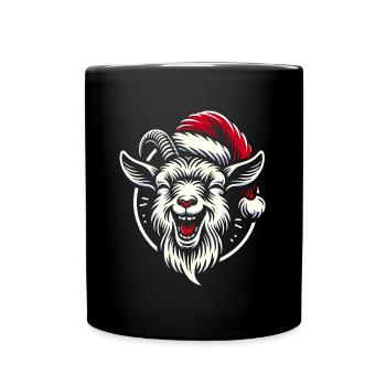 Drôle de chèvre de Noël avec chapeau de Père Noël - Mug uni - noir - Devant