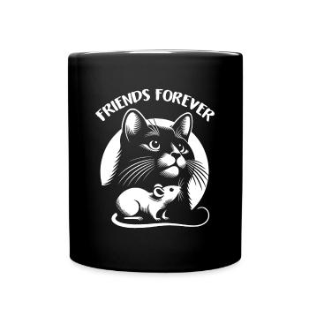 Le chat et la souris dans l’amitié, la paix et l’amour - Mug uni - noir - Devant