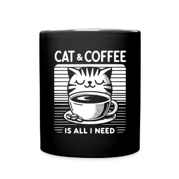 Le chat et le café sont tout ce dont j’ai besoin - Mug uni - noir - Devant
