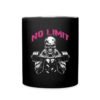 No Limit Workout Bodybuilding Skull with Dumbbell - Full Colour Mug - black - Front