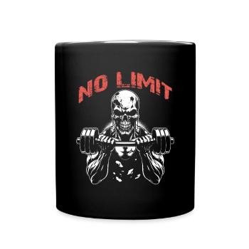 No Limit Workout Bodybuilding Skull with Dumbbell - Full Colour Mug - black - Front