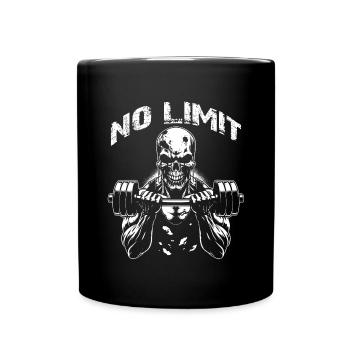 No Limit Workout Bodybuilding Skull with Dumbbell - Full Colour Mug - black - Front