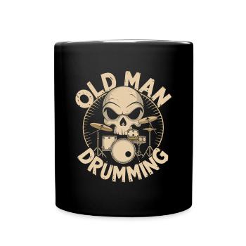Vieil homme tambourinant Grand-père joue de la batterie - Mug uni - noir - Devant
