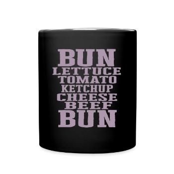 Burger Zutaten Typografie Cheeseburger Aufbau - Tasse einfarbig - Schwarz - Vorne