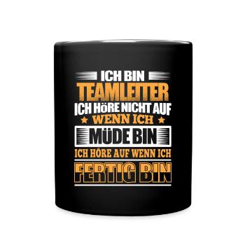 TEAMLEITER - Der Fertigsteller - Tasse einfarbig - Schwarz - Vorne