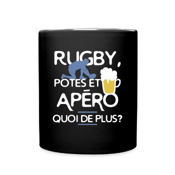 rugby and aperitif - Full Colour Mug - black - Front