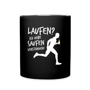 Lustiges Lauf T-Shirt Running Jogging Geschenk Fun - Tasse einfarbig - Schwarz - Vorne