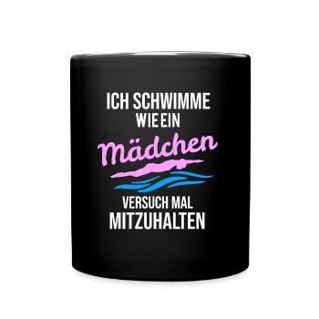 Schwimmer Bademeister DLRG Maedchen - Tasse einfarbig - Schwarz - Vorne
