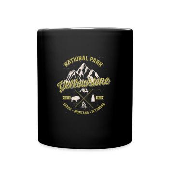 US National Park Yellowstone Mountain Camper Gift - Full Colour Mug - black - Front