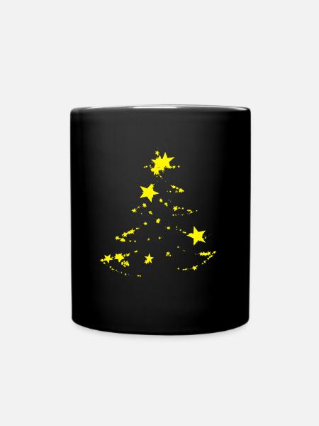 Sternen Weihnachtsbaum - Tasse einfarbig - Schwarz