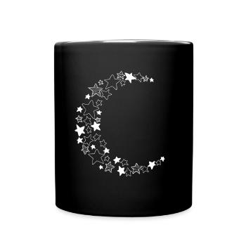 Mondsichel aus Sternen - Tasse einfarbig - Schwarz - Vorne