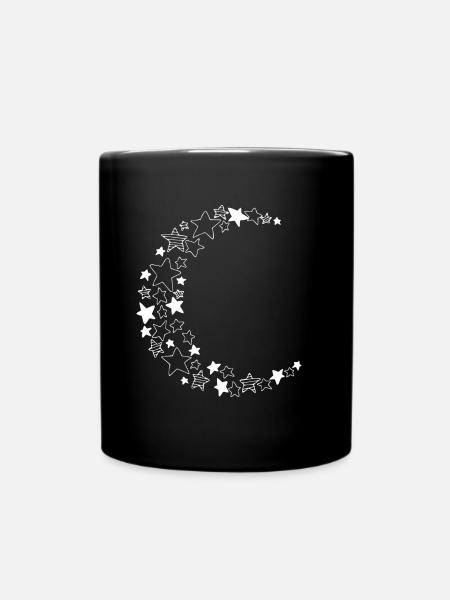 Mondsichel aus Sternen - Tasse einfarbig - Schwarz