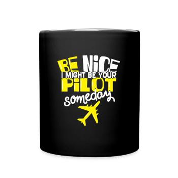 Piloten Spruch - Flugkapitän Flugschüler Geschenk - Tasse einfarbig - Schwarz - Vorne