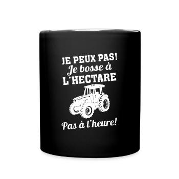 Je bosse à l'hectare - Mug uni - noir - Devant