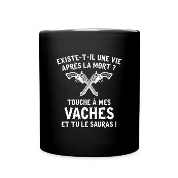 touche à mes vaches -t shirt vache - Mug uni - noir - Devant