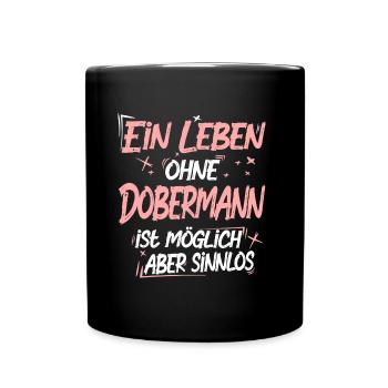 Dobermann - Tasse einfarbig - Schwarz - Vorne