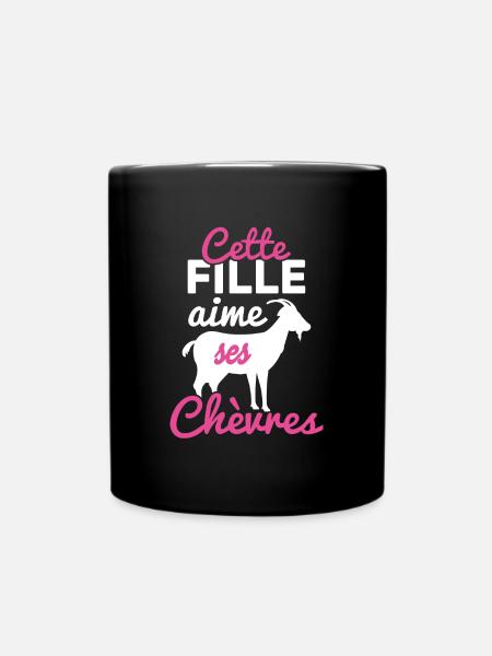 Cette fille aime ses chèvres - Mug uni - noir