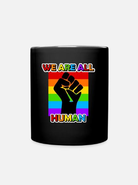 Regenbogen Fahne We are all Human - Tasse einfarbig - Schwarz