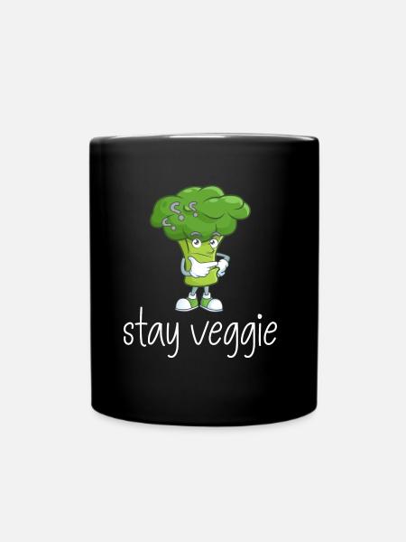Brokkoli Vegetarisch Nachdenklich - Tasse einfarbig - Schwarz