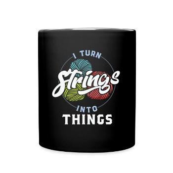 Knitting I Turn Strings into Things - Mug uni - noir - Devant