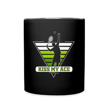 Kiss my Ace Funny Tennis Retro Sunset - Full Colour Mug - black - Front