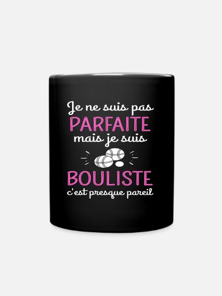 T shirt pétanque je suis bouliste cadeau femme - Mug uni - noir