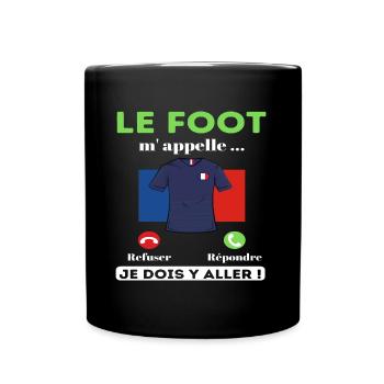 T shirt foot le foot m'appelle cadeau football - Mug uni - noir - Devant