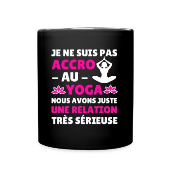 tee shirt yoga accro au yoga humour femme cadeau - Mug uni - noir - Devant