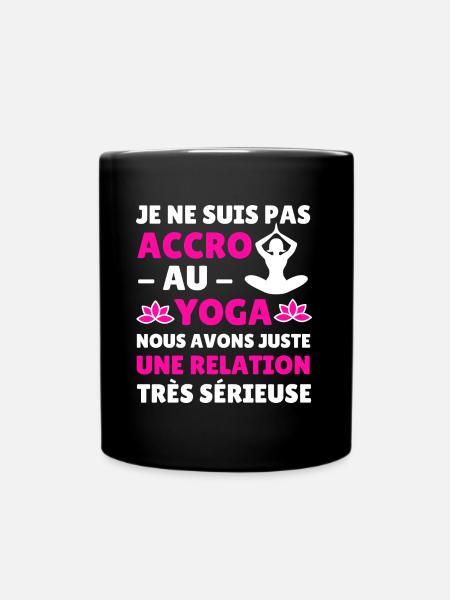 tee shirt yoga accro au yoga humour femme cadeau - Mug uni - noir