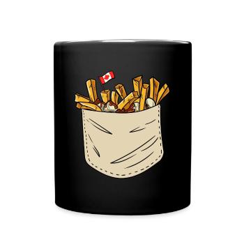 Kanadische Poutine Pommes Frites Mittagessen - Tasse einfarbig - Schwarz - Vorne