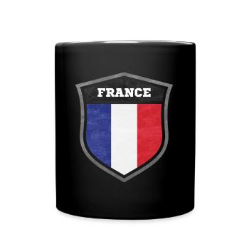 Frankreich Schild Logo Emblem - Tasse einfarbig - Schwarz - Vorne